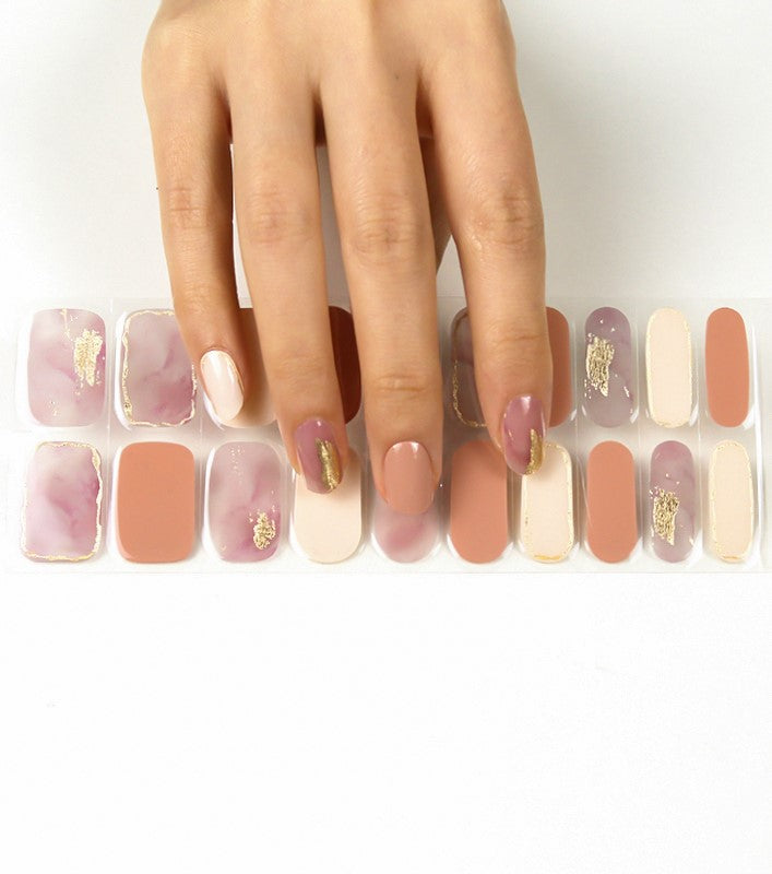 200013 - Marbled Rose - Semi Cured Gel Nail Stickers