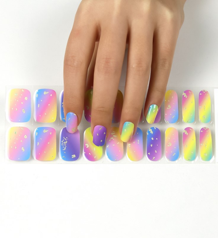 Rainbow and Gold - semi cured gel nail stickers