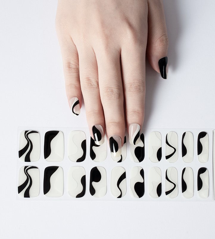 200072 - Funky Noir Swirl - Semi Cured Gel Nail Stickers