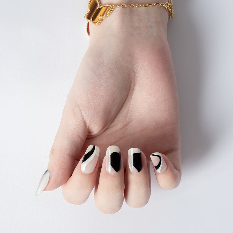 200072 - Funky Noir Swirl - Semi Cured Gel Nail Stickers