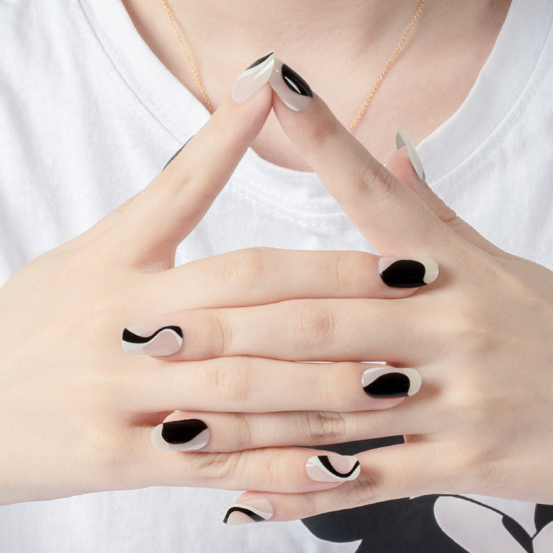 200072 - Funky Noir Swirl - Semi Cured Gel Nail Stickers