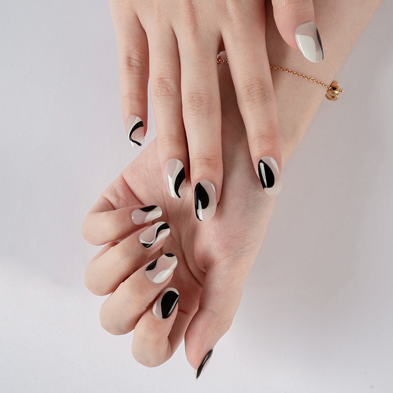 200072 - Funky Noir Swirl - Semi Cured Gel Nail Stickers