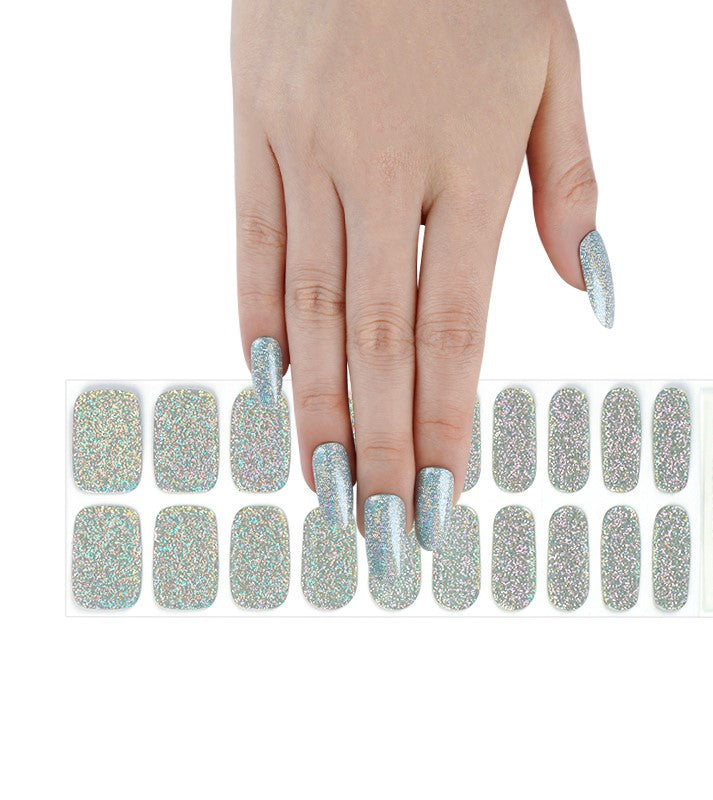 200128 - Glittering Silver - Semi Cured Gel Nail Stickers