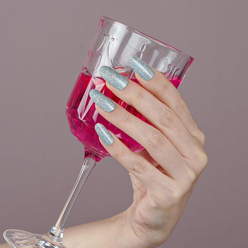 200128 - Glittering Silver - Semi Cured Gel Nail Stickers
