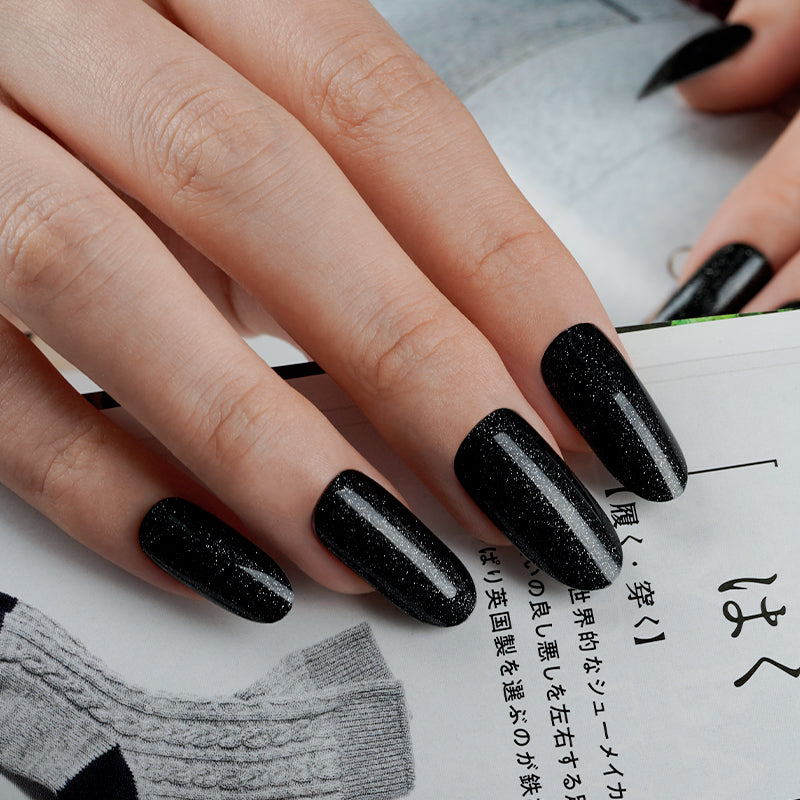 200129 - Cosmic Black - Semi Cured Gel Nail Stickers