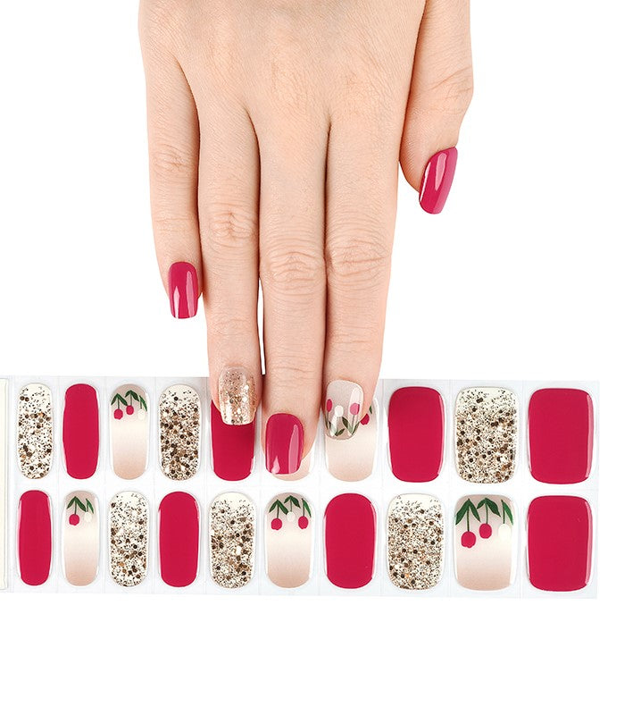 200172 - Cherry Tulip - Semi Cured Gel Nail Stickers