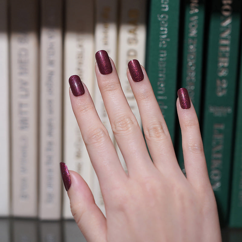 Merlot Glimmer - Semi Cured Gel Nails