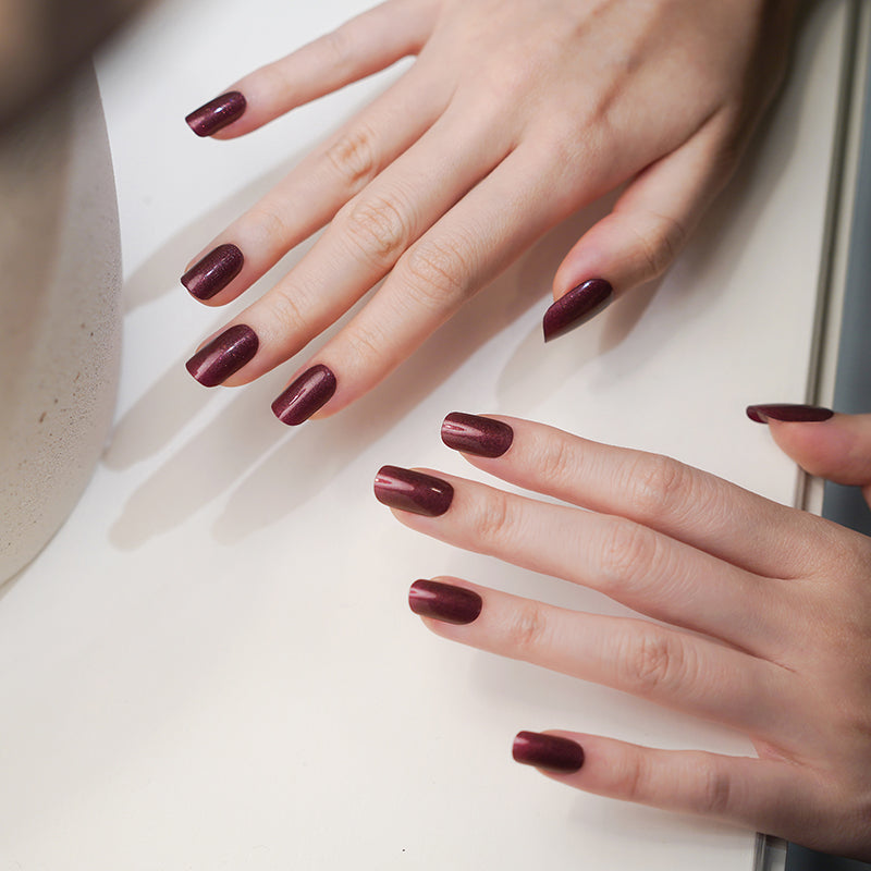 Merlot Glimmer - Semi Cured Gel Nails