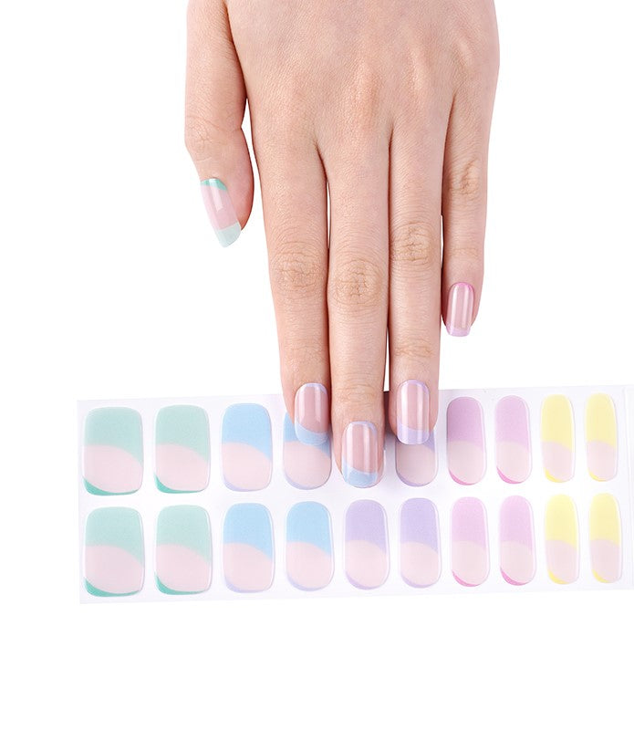 French Tip Pastel Rainbow - semi gel cured nails