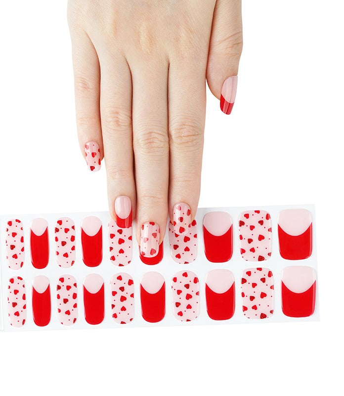 200194 - Cupids Heart and Red Tips - Semi Cured Gel Nail Stickers