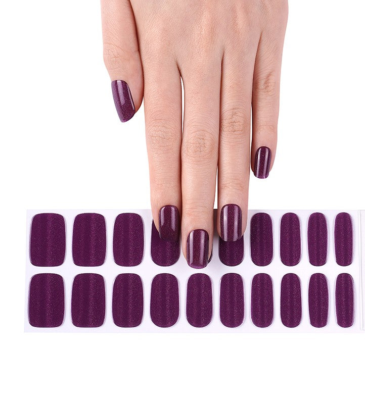 Burgundy Glimmer - Semi Cured Gel Nail Stickers