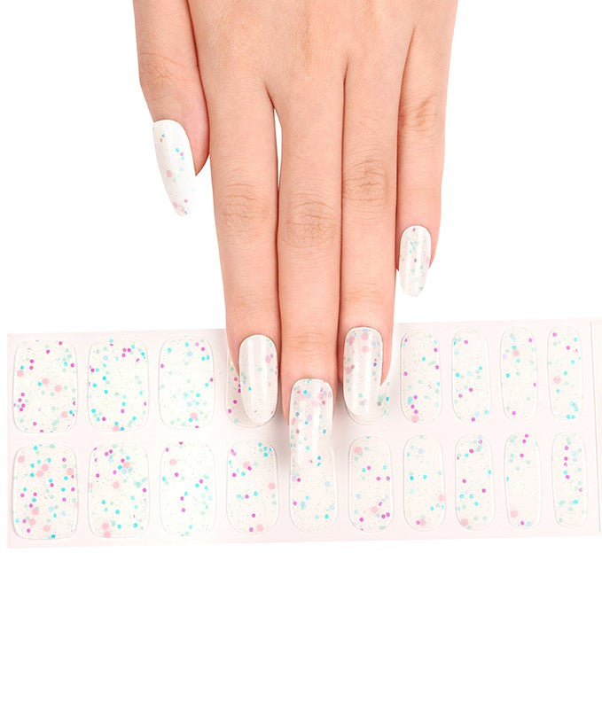 200259 - Baby Pink Confetti Glow - Semi Cured Gel Nail Stickers