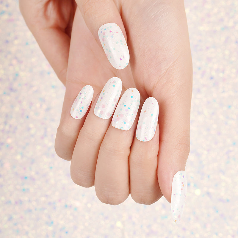 200259 - Baby Pink Confetti Glow - Semi Cured Gel Nail Stickers