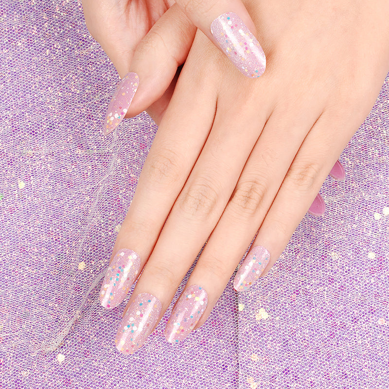 Purple Fairy Sprinkles GLOW IN THE DARK - Semi Cured Gel Nails