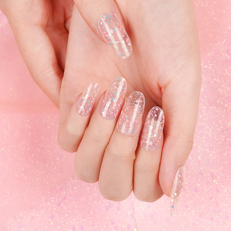 200264 - Clear Fairy Sprinkles Glow - Semi Cured Gel Nail Stickers