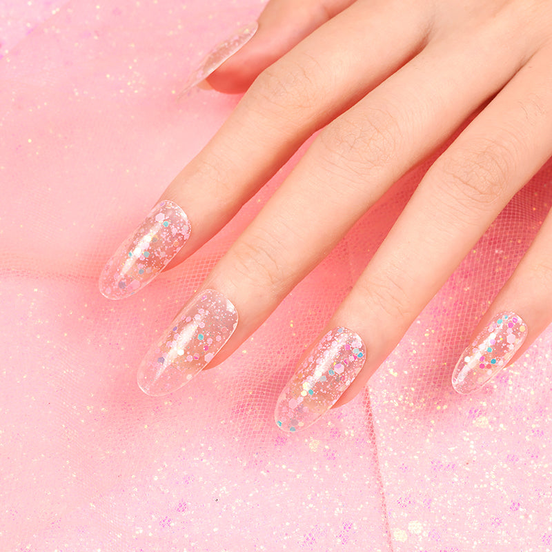 200264 - Clear Fairy Sprinkles Glow - Semi Cured Gel Nail Stickers