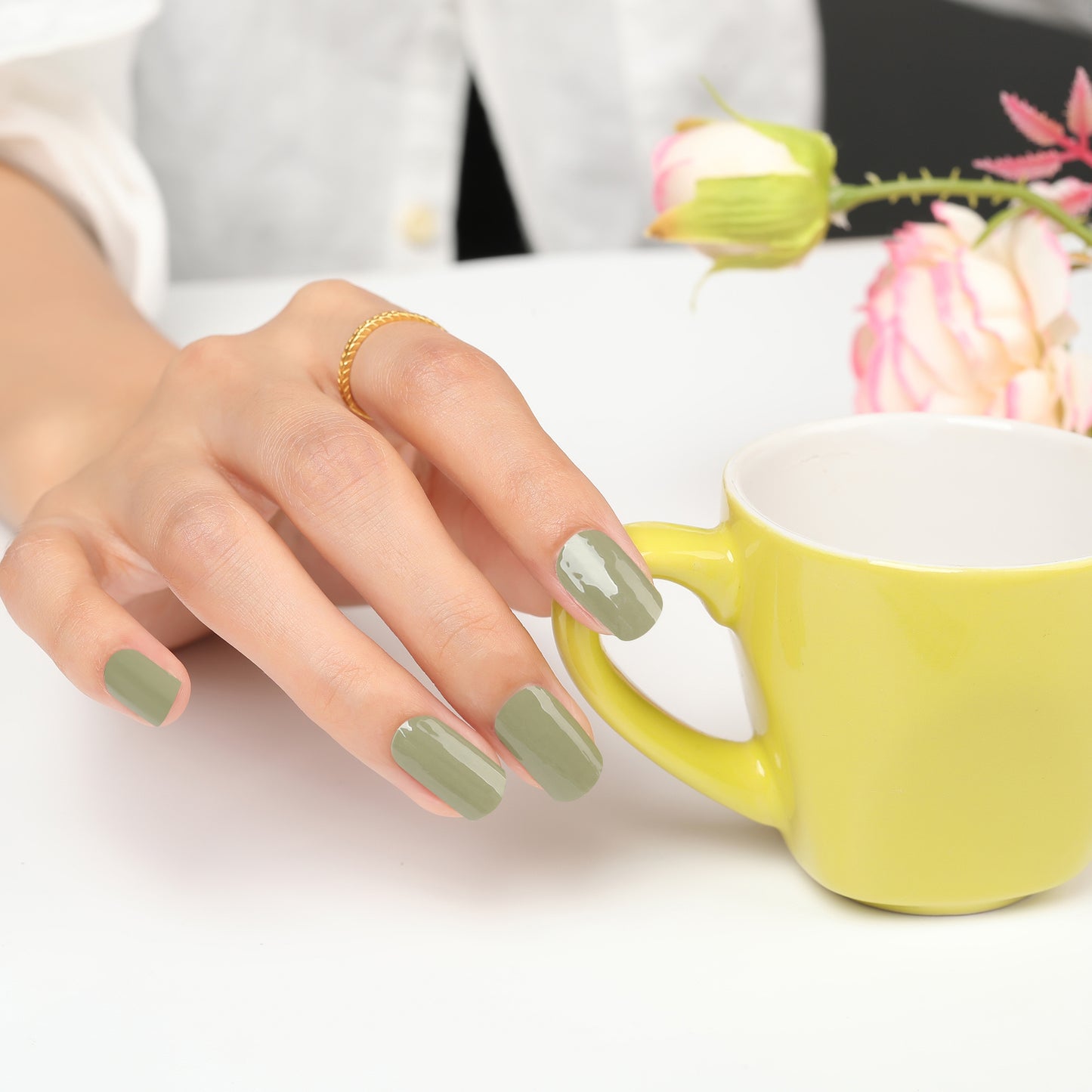 200028 - Olive Green - Semi Cured Gel Nail Stickers