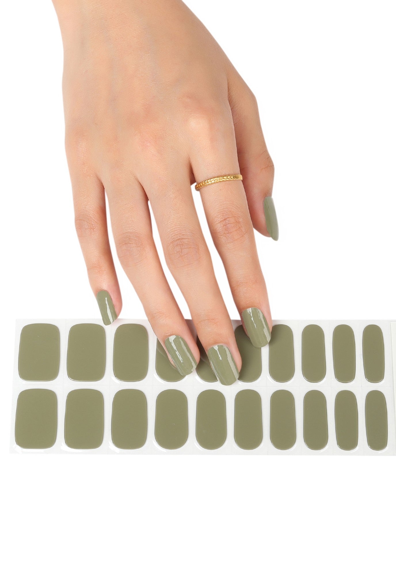 200028 - Olive Green - Semi Cured Gel Nail Stickers