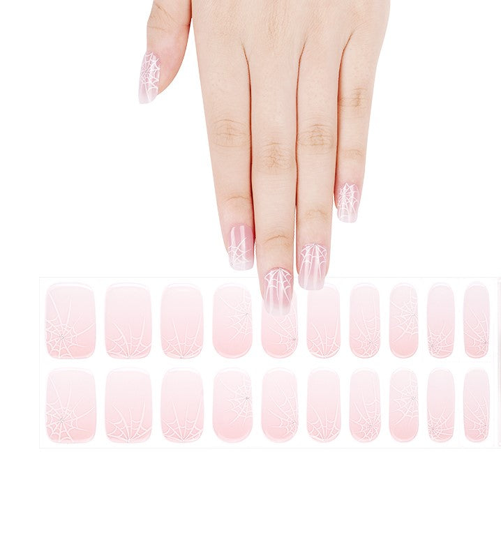 200303 - Ombre Pink Spiderwebs - Semi Cured Gel Nail Stickers