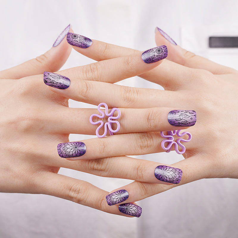 200317 - Violet Lotus - Semi Cured Gel Nail Stickers