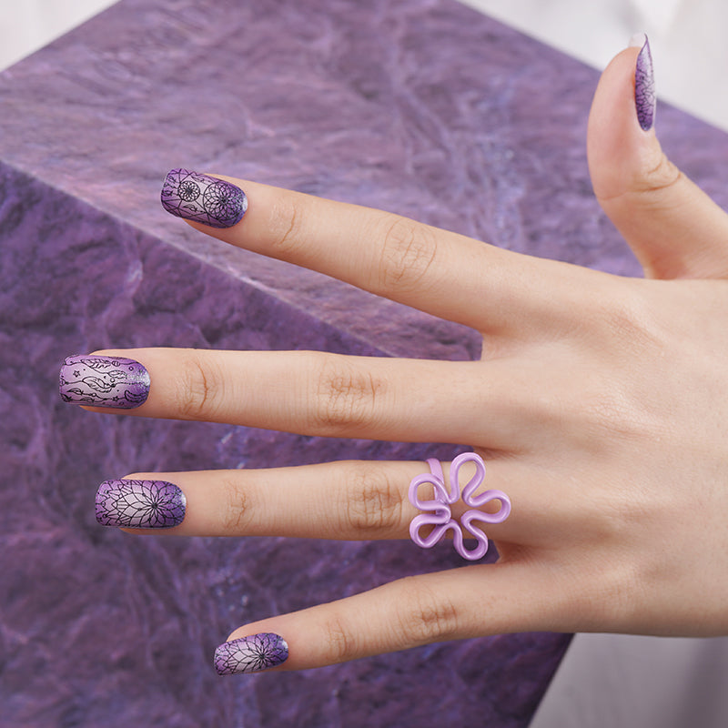 200317 - Violet Lotus - Semi Cured Gel Nail Stickers