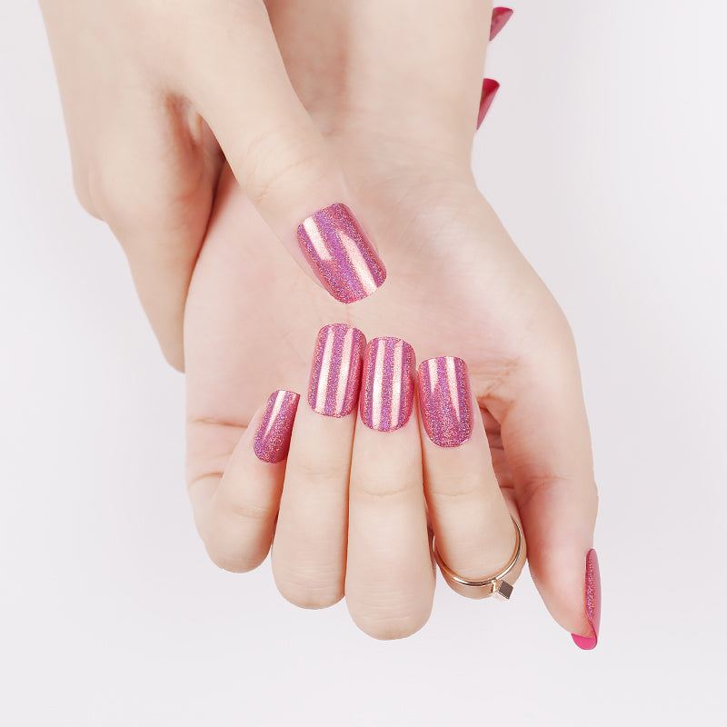 200319 - Golden Pink Petal Shimmer - Semi Cured Gel Nail Stickers