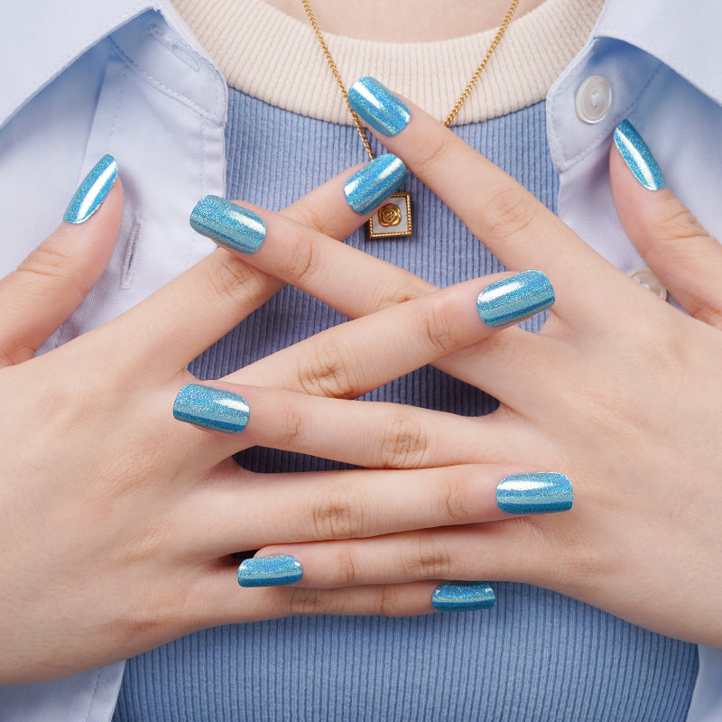 200322 - Blue Dusk Shimmer - Semi Cured Gel Nail Stickers