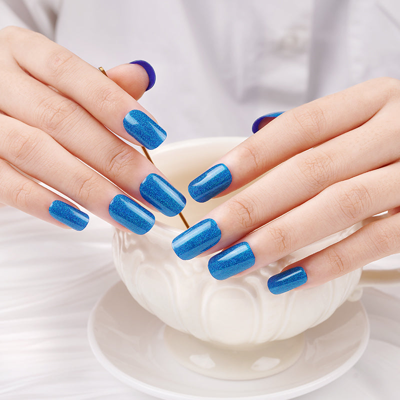 200324 - Golden Blue Seabreeze - Semi Cured Gel Nail Stickers