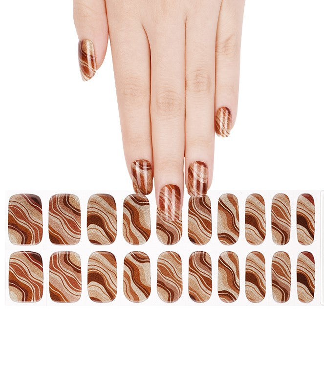 Golden Cocoa Swirl - Semi Cured Gel Nails Stickers