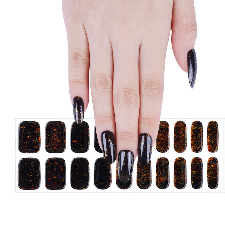 200096 - Midnight Gold Dust - Semi Cured Gel Nail Stickers