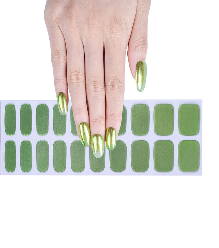 Luminous Green Shimmer - Semi Cured Gel Nails