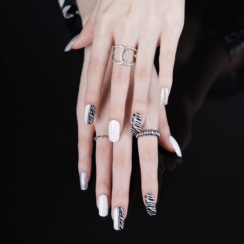 200053 - Zebra Infusion - Semi Cured Gel Nail Stickers