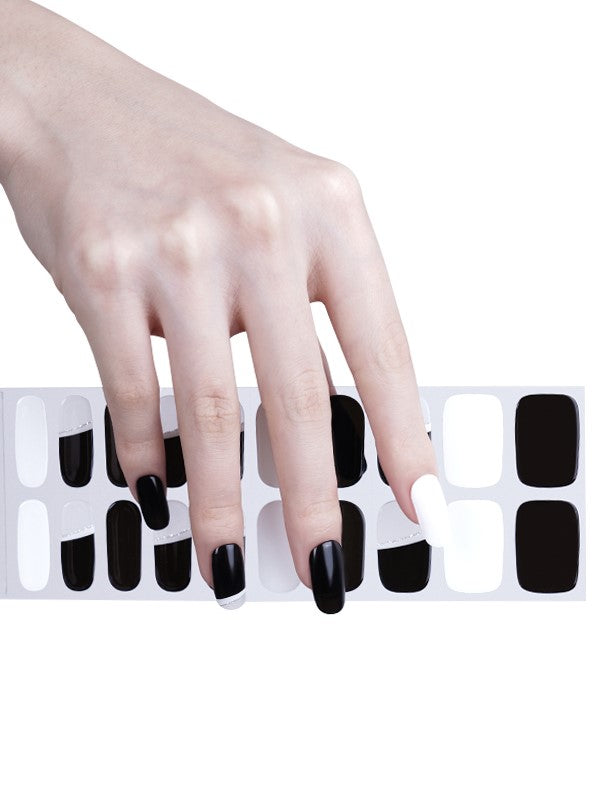 200055 - Black and White Fusion - Semi Cured Gel Nail Stickers