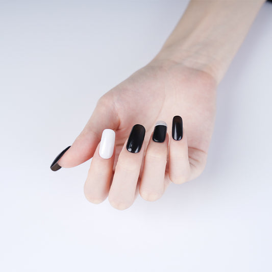 200055 - Black and White Fusion - Semi Cured Gel Nail Stickers