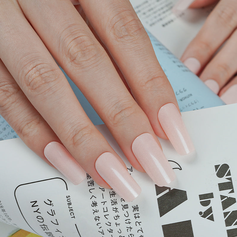 200123 - Pink Pearlescent Shimmer "Pink Hailey" - Semi Cured Gel Nail Stickers Chicki Babes & Co
