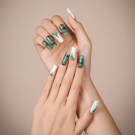 200124 - Aqua Frost Wonderland - Semi Cured Gel Nail Stickers
