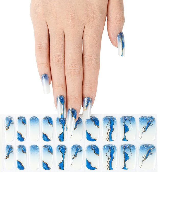 200134 - Sapphire Waves - Semi Cured Gel Nail Stickers
