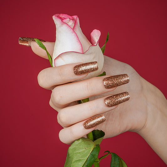 200154 - Shimmering Amber - Semi Cured Gel Nail Stickers