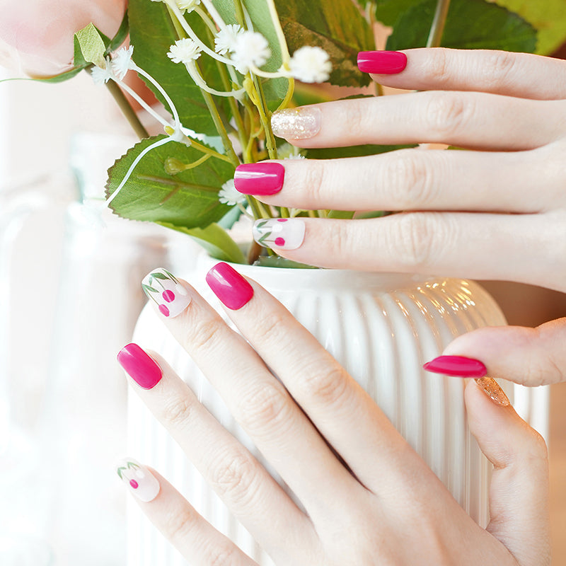 200172 - Cherry Tulip - Semi Cured Gel Nail Stickers