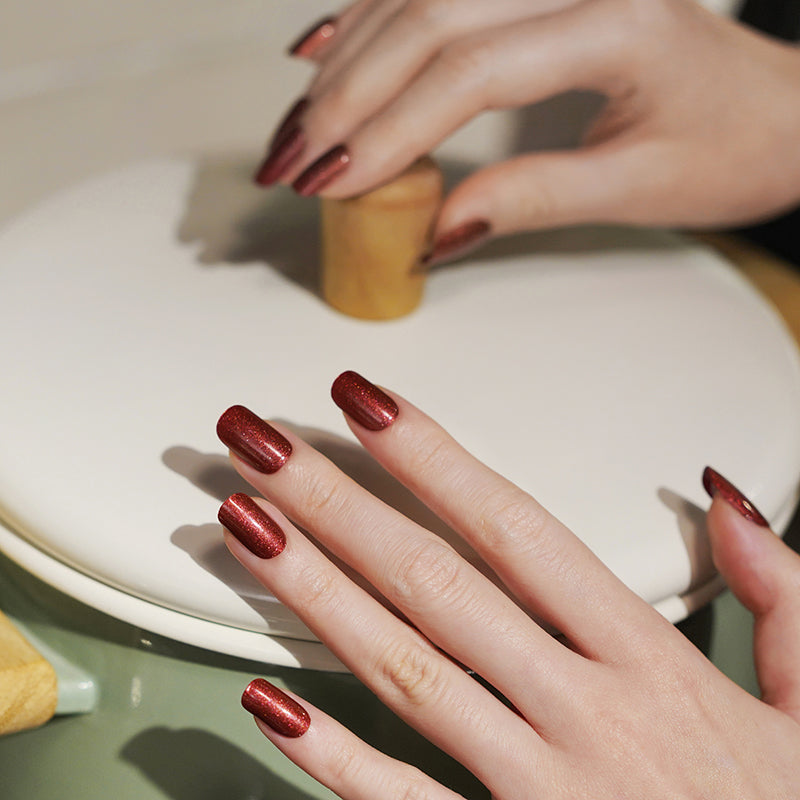 200184 - Merlot Shimmer - Semi Cured Gel Nail Stickers