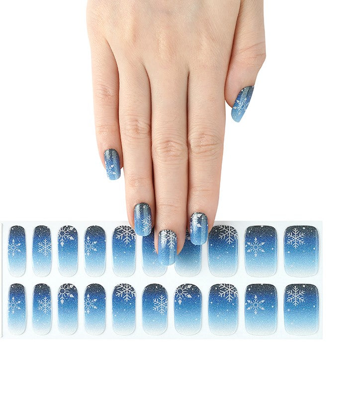 200195 - Icy Sapphire Snowflakes - Semi Cured Gel Nail Stickers