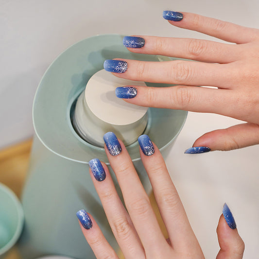 200195 - Icy Sapphire Snowflakes - Semi Cured Gel Nail Stickers