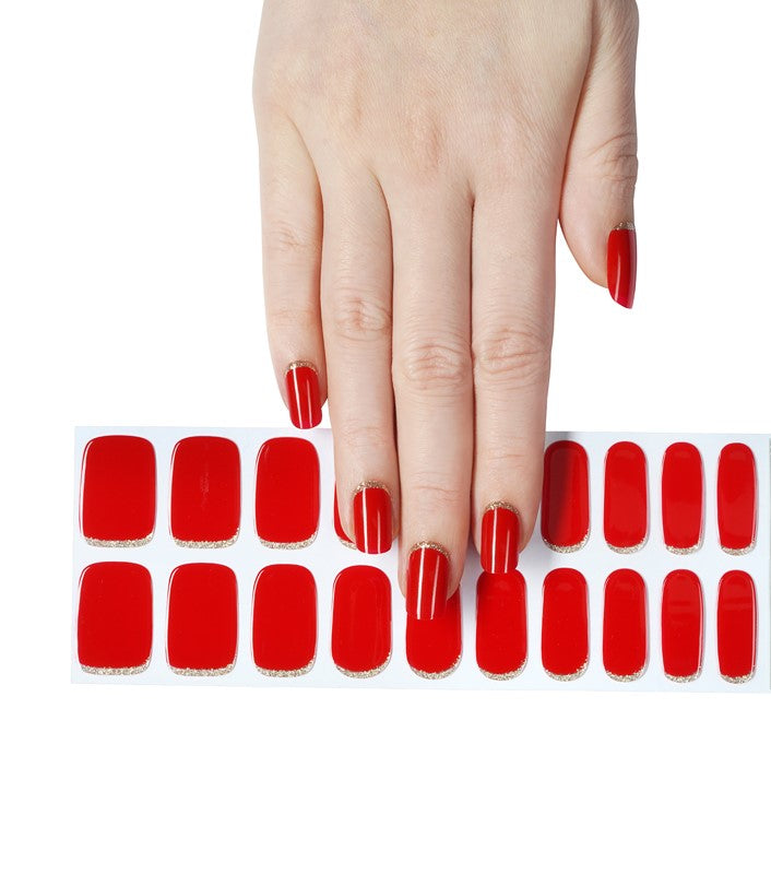 200202 - Merry Christmas Gold Tipped - Semi Cured Gel Nail Stickers