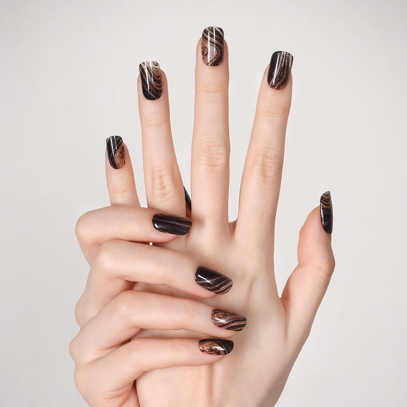 200203 - Rich Cocoa Swirl - Semi Cured Gel Nail Stickers