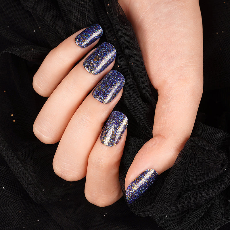 200244 - Gold Infused Sapphire - Semi Cured Gel Nail Stickers
