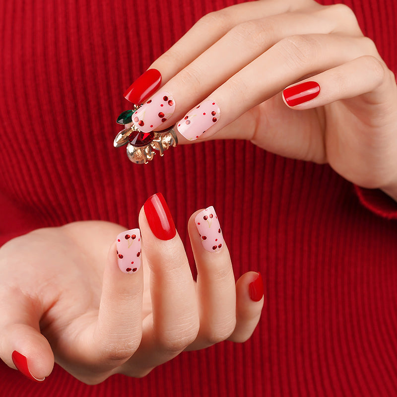 200250 - Cherry Delight - Semi Cured Gel Nail Stickers