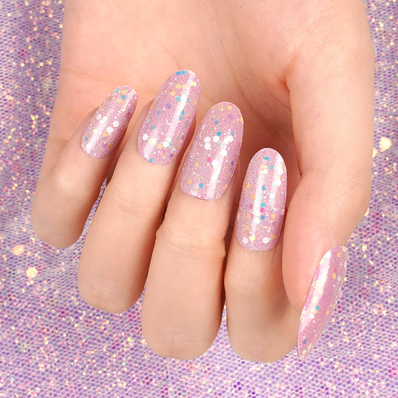 Purple Fairy Sprinkles GLOW IN THE DARK - Semi Cured Gel Nails