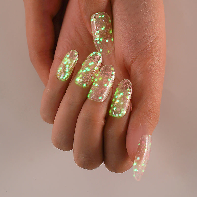 200264 - Clear Fairy Sprinkles Glow - Semi Cured Gel Nail Stickers