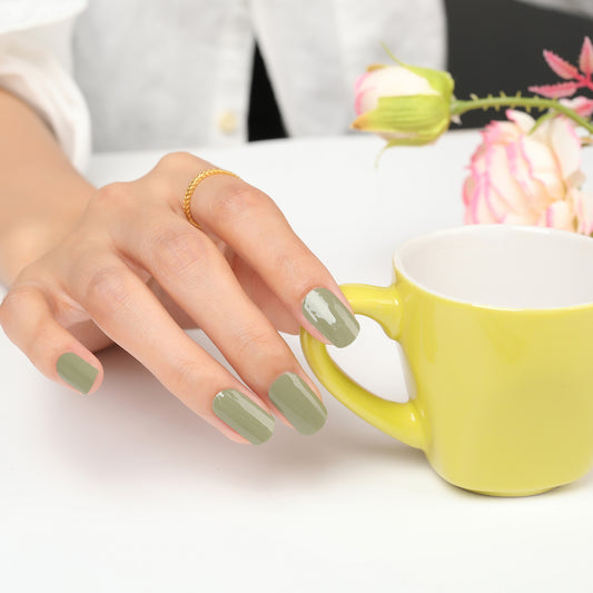 200028 - Olive Green - Semi Cured Gel Nail Stickers