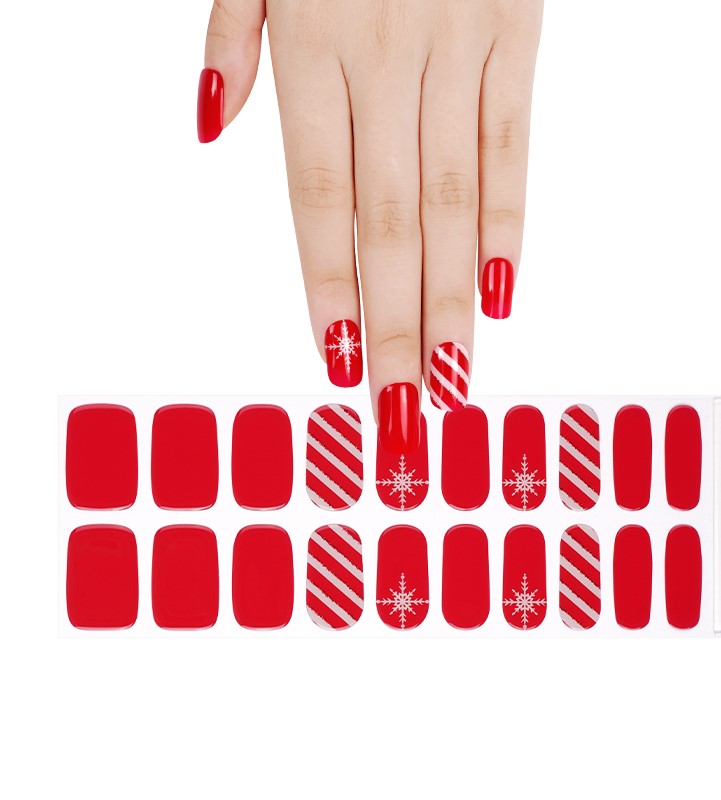 200296 - Candy Cane & Snowflakes - Semi Cured Gel Nail Stickers